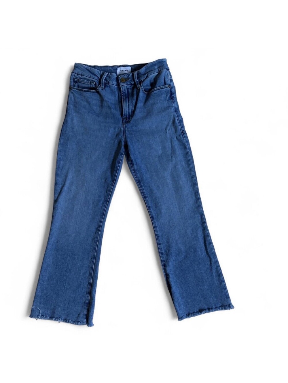 FRAME Le Crop Mini Boot Women's Bootcut Cropped Jeans in Medium Blue Denim